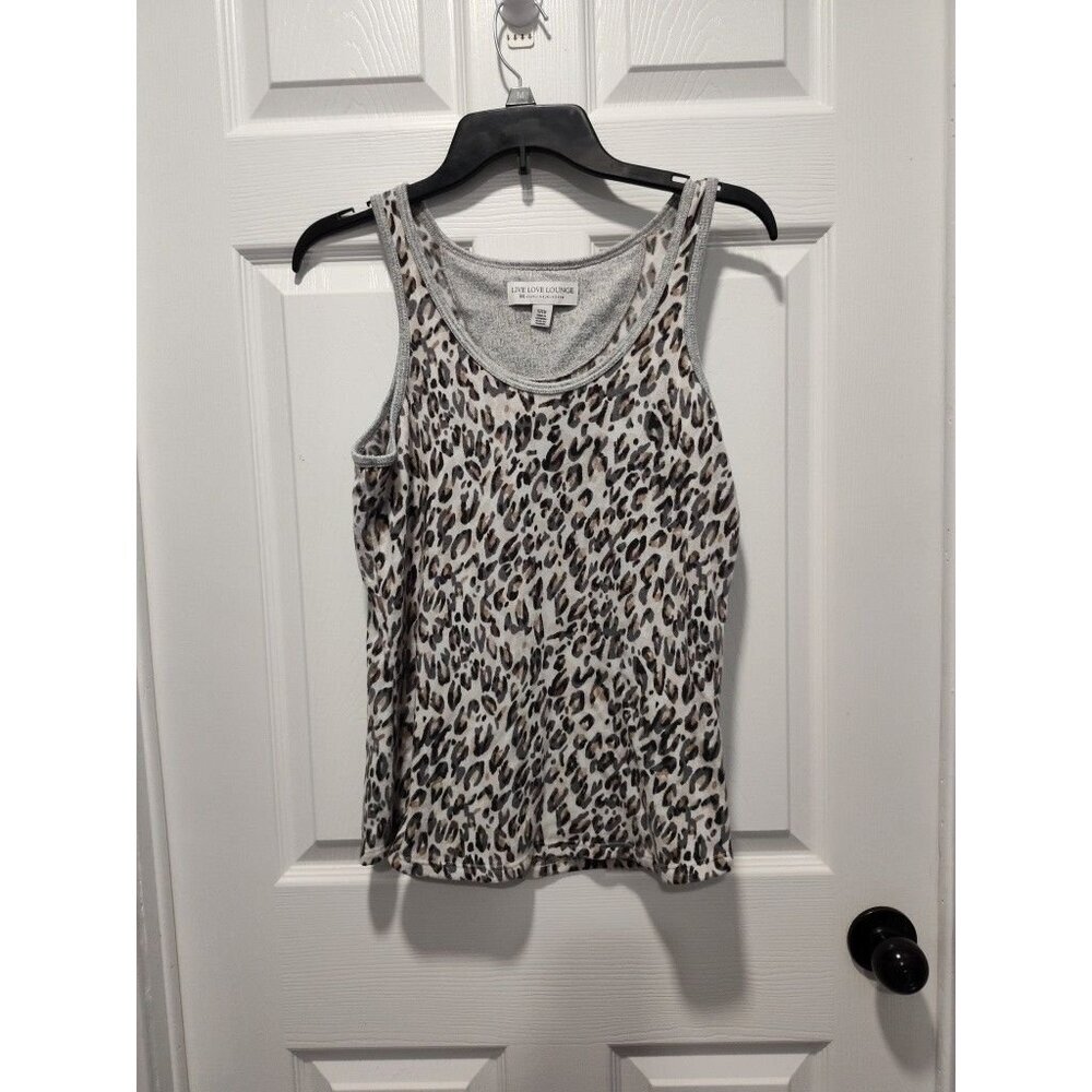 Karen Neuburger‎ Live Love Lounge Fleece Lined Soft Animal Print Tank Top Small